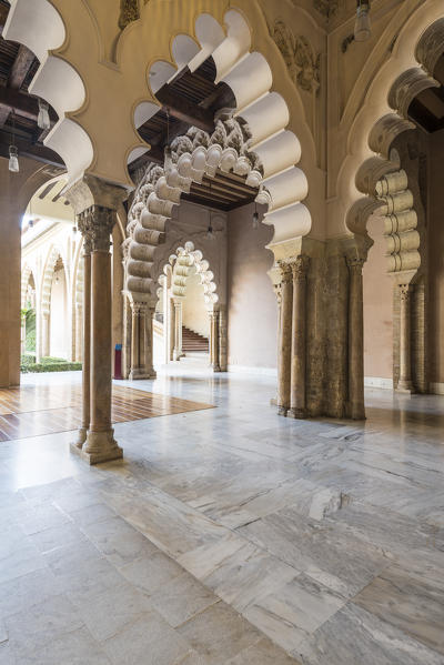 Interior view of Aljaferia palace. Zaragoza, Aragon, Spain, Europe