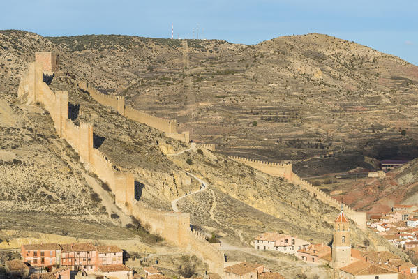 Medieval walls of Albarracin town. Albarracin, Teruel, Aragon, Spain, Europe