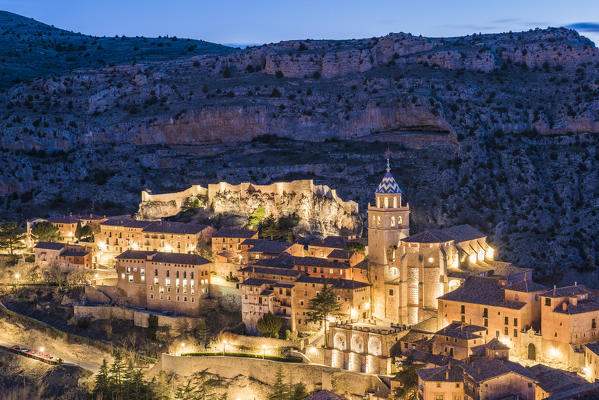 Albarracin town at dusk. Albarracin, Teruel, Aragon, Spain, Europe