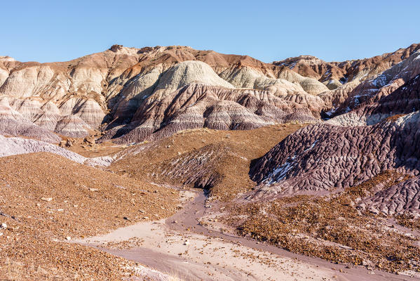 The colourful Tepees hills at Petrified Forest National Park, Arizona, Usa