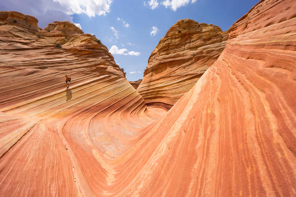 Walking at the Wave, Coyote Buttes North, Colorado Plateau, Arizona, USA