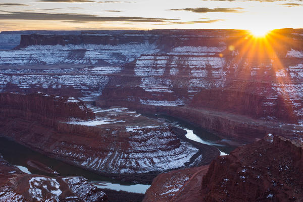 Sunset at Dead Horse Point State Park in winter season, Moab, Utah, USA