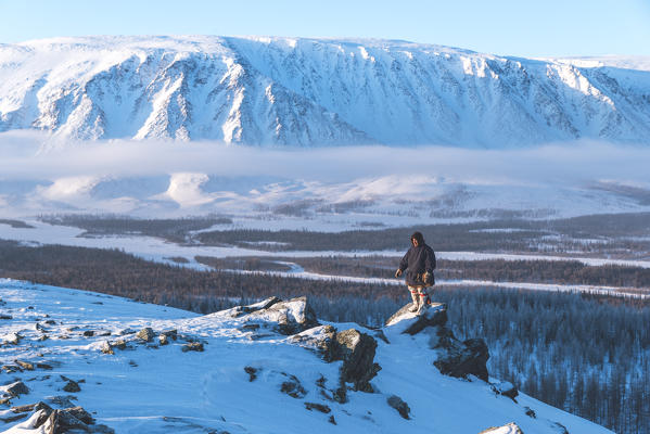 A reindeer herder in the Polar Urals. Polar Urals, Yamalo-Nenets autonomous okrug, Siberia, Russia