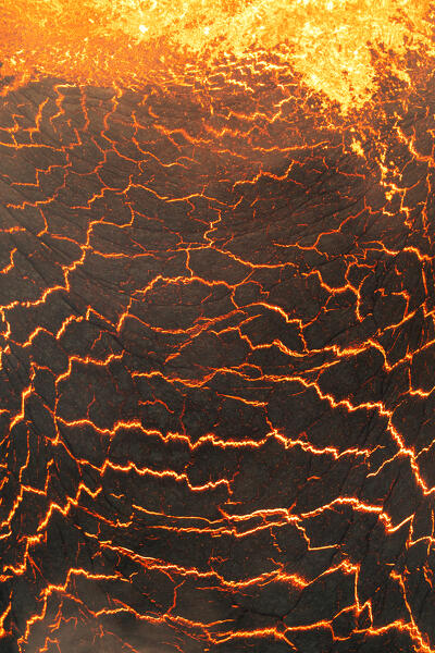 vertical view taken by drone of Fagradalsfjall volcano during an eruption, Sudurnes, Iceland, Europe