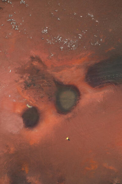 aerial abstract taken by drone of icelandic volcanic area, Vesturland, Iceland, Europe
