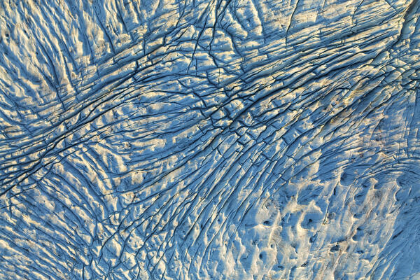 aerial view taken by drone of Skaftafellsjokull glacier, Austurland, Iceland, Europe