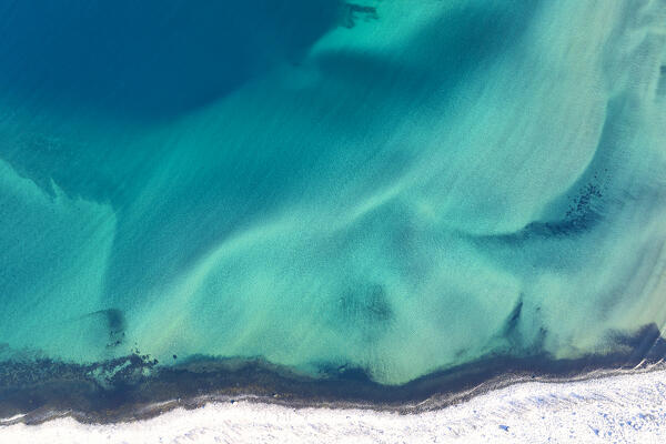 Aerial view taken from the drone of a sea colors, Senja, Norway, Europe