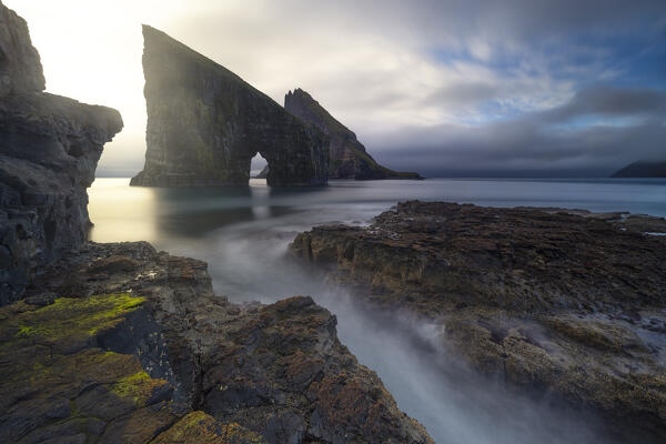 a long exposure to taken the afternoon light at Draganir island during an autumn day, Sorvagur, Faroe Island, Europe