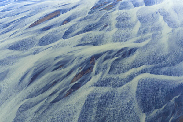 aerial abstract view, taken by drone, of icelandic coloured surface during an autumn day, Iceland, Europe