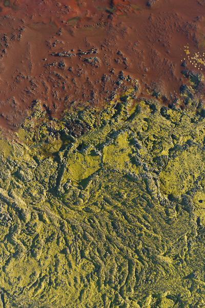 aerial abstract view, taken by drone, of icelandic coloured surface during an autumn day, Iceland, Europe