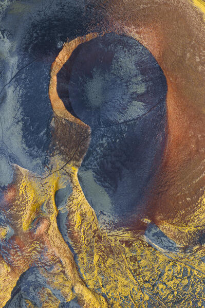 aerial abstract view, taken by drone, of icelandic coloured surface during an autumn day, Iceland, Europe