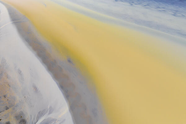 aerial abstract view, taken by drone, of icelandic coloured surface during an autumn day, Iceland, Europe