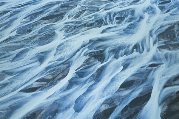 aerial abstract view, taken by drone, of icelandic coloured surface during an autumn day, Iceland, Europe