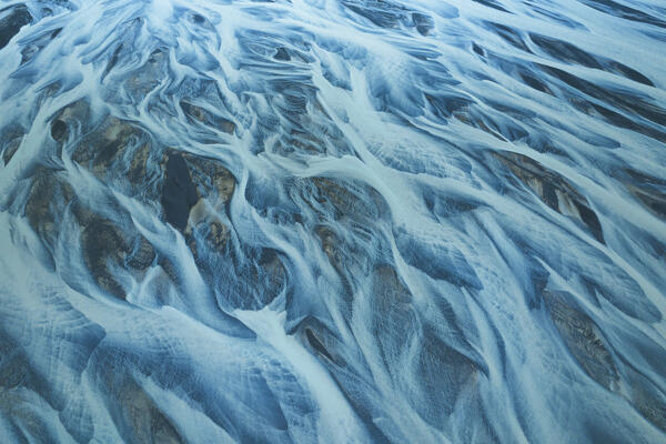 aerial abstract view, taken by drone, of icelandic coloured surface during an autumn day, Iceland, Europe