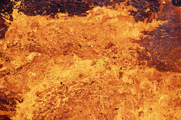 aerial view taken by airplane of Litli-Hrutur volcano during eruption, Reykjanes peninsula, Iceland, Europe