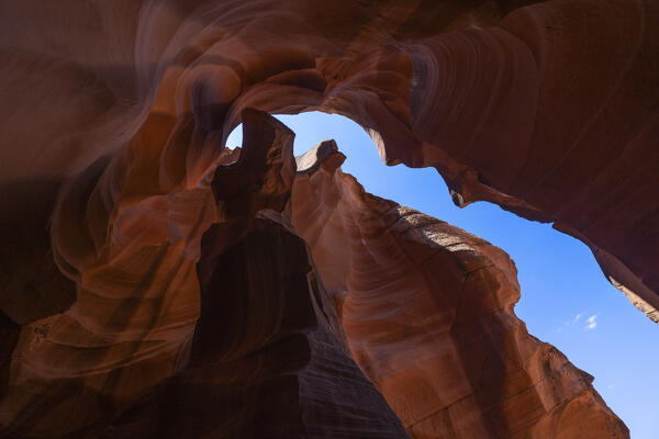 A visit of the Lower Antelope Canyon during a summer sunny day, Page, Arizona, United States of America