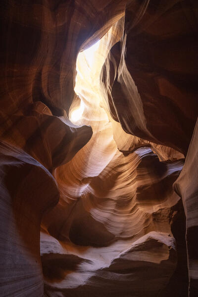 A visit of the Lower Antelope Canyon during a summer sunny day, Page, Arizona, United States of America