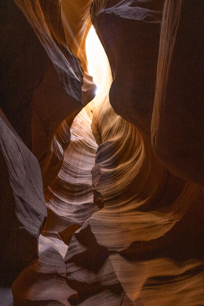 A visit of the Lower Antelope Canyon during a summer sunny day, Page, Arizona, United States of America