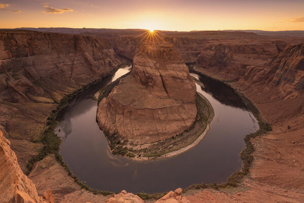 the famous Horseshoe Bend during a summer sunset, Page, Arizona, United States of America