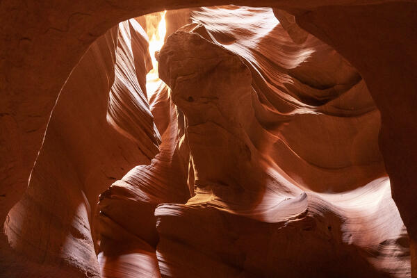 A visit of the Lower Antelope Canyon during a summer sunny day, Page, Arizona, United States of America