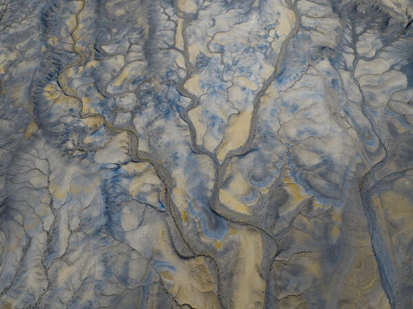 aerial abstract view taken by drone of desert area near to Big Water during a sunny summer day, Utah, United States of America