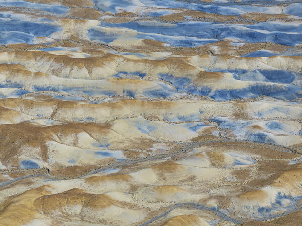 aerial abstract view taken by drone of desert area near to Big Water during a sunny summer day, Utah, United States of America