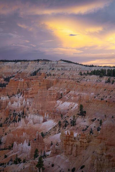A majestic colorful sky during a summer sunset at Bryce Canyon National Park, Utah, United States of America