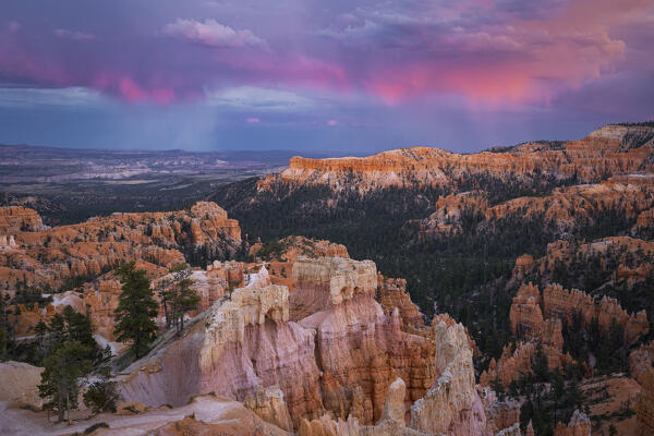 A majestic colorful sky during a summer sunset at Bryce Canyon National Park, Utah, United States of America