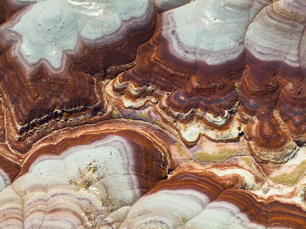 aerial abstract view taken by drone of mesa desert area near to Hanksville during a sunny summer day, Utah, United States of America