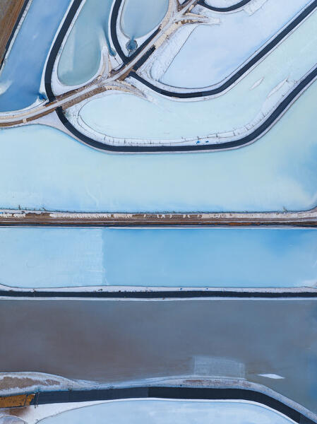aerial abstract view taken by drone of Potash Pond during a summer day, Moab, Utah, United States of America