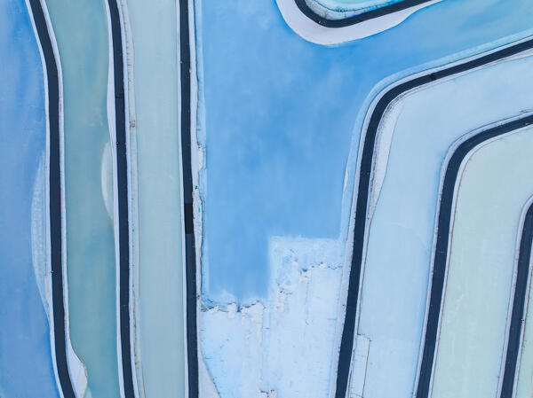 aerial abstract view taken by drone of Potash Pond during a summer day, Moab, Utah, United States of America