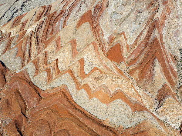 aerial abstract view taken by drone of particular rocks formation during a sunny summer day, Utah, United States of America