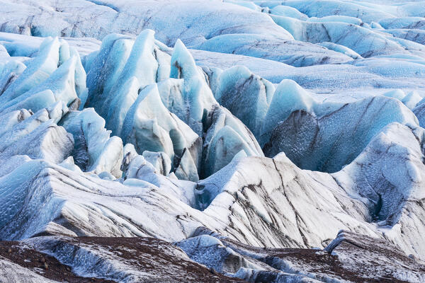 particular ice textures formed in the Svinafellsjokull glacier following the slow melting of the ice due to global warming, Iceland, Europe