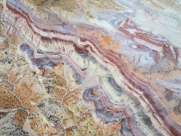 aerial view taken by drone of the beautiful desert area near to Capitol Reef National Park during a summer day, Hanksville, Utah, United States of America