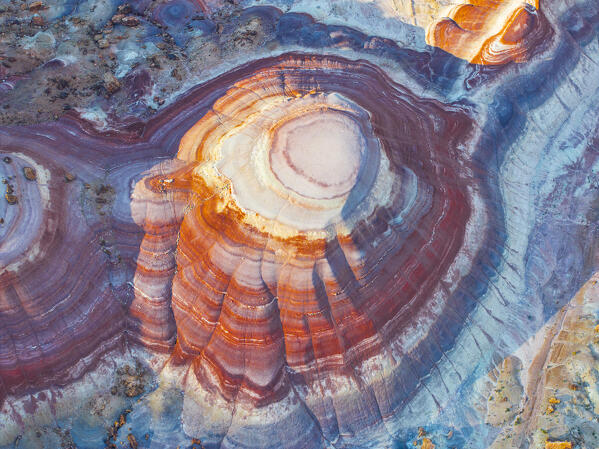 aerial view taken by drone of the beautiful desert area near to Capitol Reef National Park during a summer day, Hanksville, Utah, United States of America