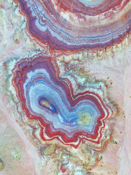 aerial view taken by drone of the beautiful desert area near to Capitol Reef National Park during a summer day, Hanksville, Utah, United States of America