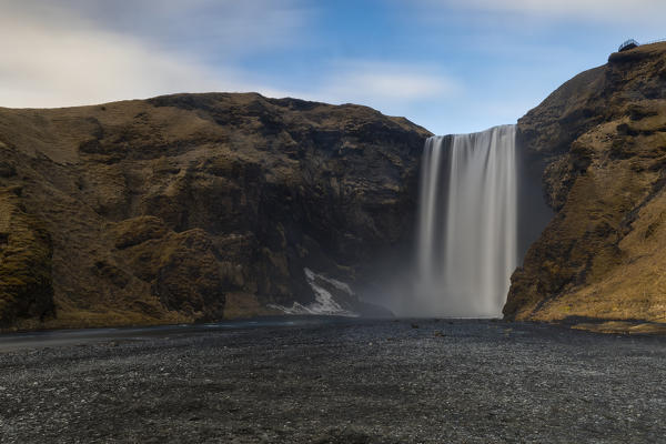 Skogafoss waterfall in winter day, Sudurland, south Iceland, Iceland, Europe.