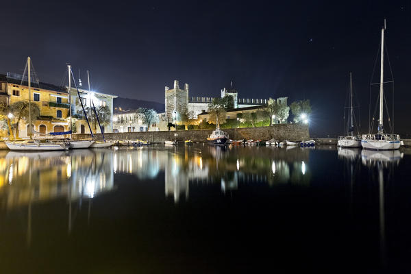 The Scaligero castle and the port of Torri del Benaco. Lake Garda, Verona province, Veneto, Italy, Europe.