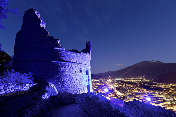 The Venetian bastion overlooks the town of Riva del Garda. Trento province, Trentino Alto-Adige, Italy, Europe.