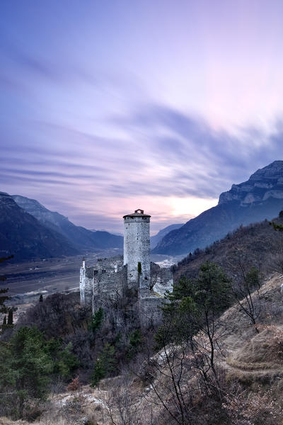 The castle of Avio is one of the most famous and ancient fortified monuments of Trentino. Trento province, Trentino Alto-Adige, Italy, Europe.