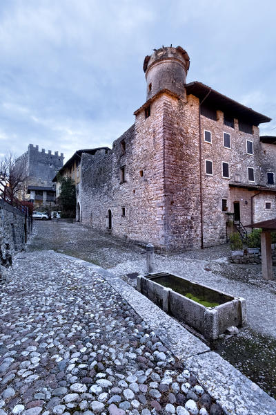 The ancient village of Tenno and the medieval castle. Trento province, Trentino Alto-Adige, Italy, Europe.