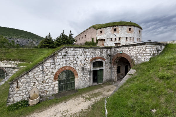 Fort Wohlgemuth stands on top of mount Castello. Verona province, Veneto, Italy, Europe.