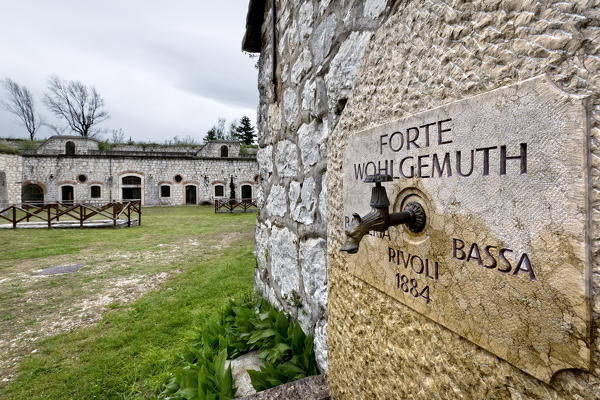 Fountain at Fort Wohlgemuth. Rivoli Veronese, Verona province, Veneto, Italy, Europe.