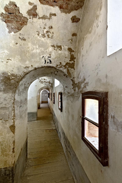 Rooms and doors of Fort Wohlgemuth. Rivoli Veronese, Verona province, Veneto, Italy, Europe.