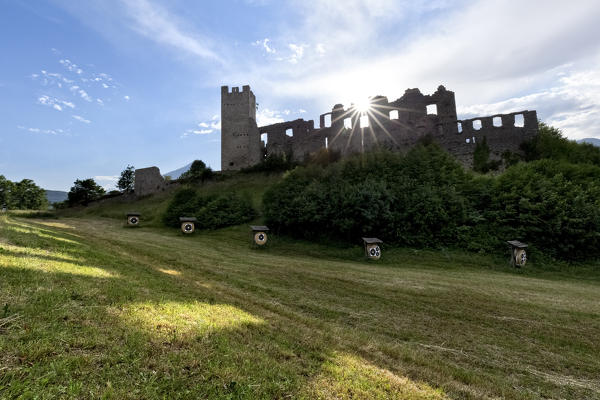 The ruins of the medieval Belfort castle. Spormaggiore, Trento province, Trentino Alto-Adige, Italy, Europe.