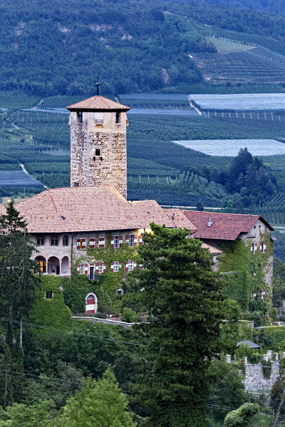 Valer Castle: the octagonal keep is the highest tower in Trentino. Non Valley, Trento province, Trentino Alto-Adige, Italy, Europe.