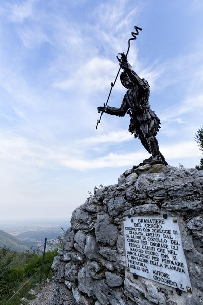 Mount Cengio: the monument to the grenadiers of Sardinia, made with shrapnel of grenades, commemorates the battle of the First World War. Asiago plateau, Vicenza province, Veneto, Italy, Europe.