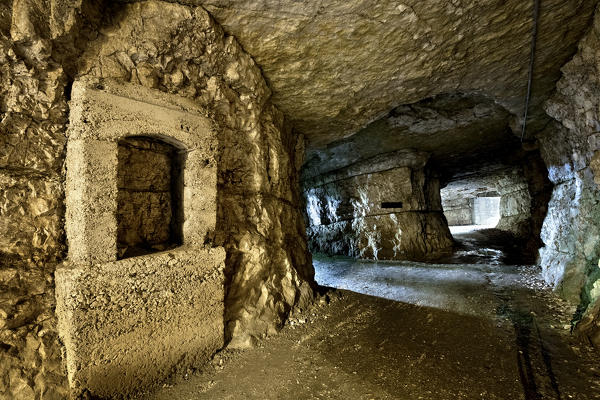 The underground system of Mount Cengio was built by the Italian army during the Great War. Asiago plateau, Vicenza province, Veneto, Italy, Europe.