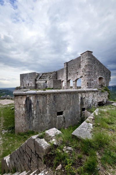 The ruins of Fort Mollinary, a military structure built by the Austrians in the 19th century. Monte, Verona province, Veneto, Italy, Europe.