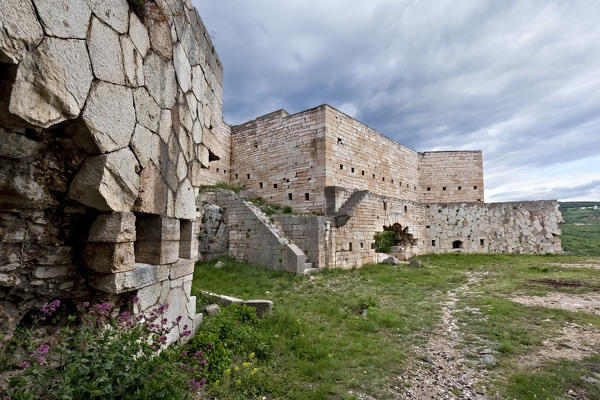 The parade ground and the casemates of Fort Mollinary. Monte, Verona province, Veneto, Italy, Europe.